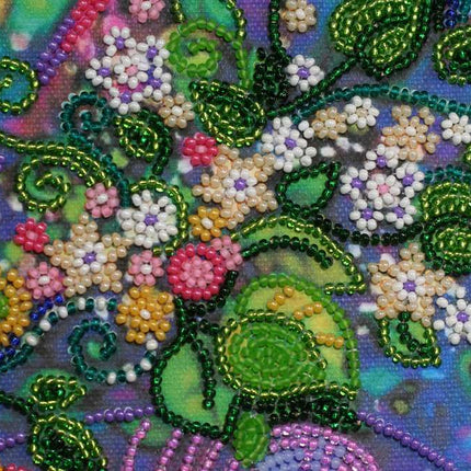 DIY Bead Embroidery Kit "Fly of butterfly" 11.8"x11.8" / 30.0x30.0 cm