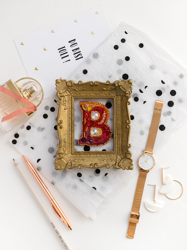 Beadwork kit for creating brooch "Letter "B""