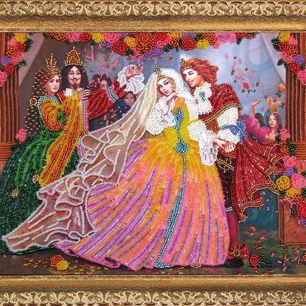 DIY Bead Embroidery Kit "The Prince and the Princess" 9.8"x12.6" / 25.0x32.0 cm