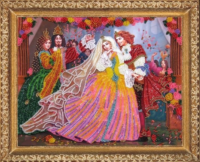 DIY Bead Embroidery Kit "The Prince and the Princess" 9.8"x12.6" / 25.0x32.0 cm