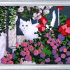 DIY Bead Embroidery Kit "White and Furry" 9.8"x12.6" / 25.0x32.0 cm
