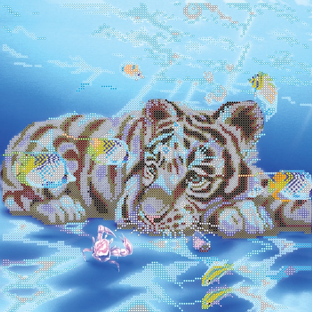 Canvas for bead embroidery "Behind the glass" 11.8"x11.8" / 30.0x30.0 cm