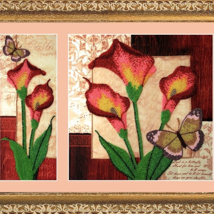 DIY Bead Embroidery Kit "Callas" 10.2"x10.2" / 26.0x26.0 cm