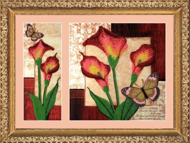 DIY Bead Embroidery Kit "Callas" 10.2"x10.2" / 26.0x26.0 cm
