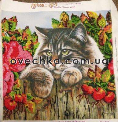 Canvas for bead embroidery "Fluffy Robber" 11.8"x11.8" / 30.0x30.0 cm