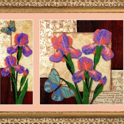 DIY Bead Embroidery Kit "Irises" 10.2"x10.2" / 26.0x26.0 cm