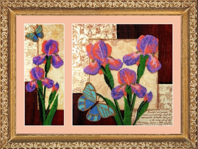 DIY Bead Embroidery Kit "Irises" 10.2"x10.2" / 26.0x26.0 cm