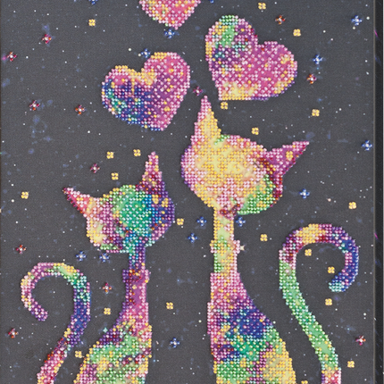 DIY Bead Embroidery Kit "Kittens' purrings" 9.8"x16.5" / 25.0x42.0 cm