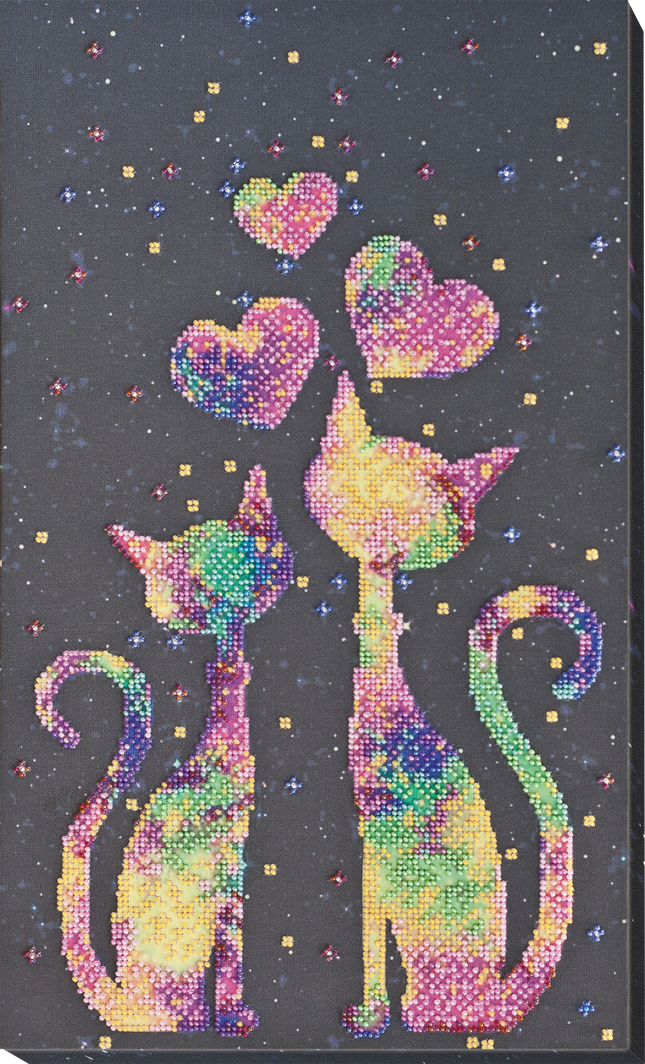 DIY Bead Embroidery Kit "Kittens' purrings" 9.8"x16.5" / 25.0x42.0 cm