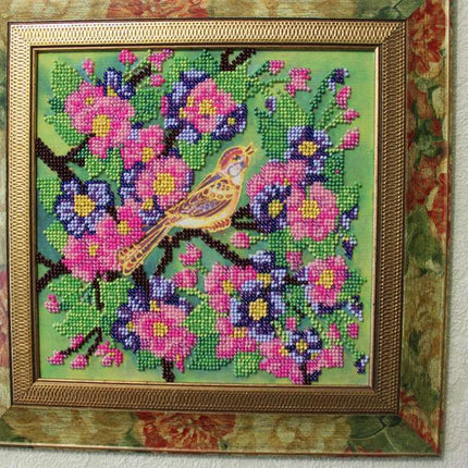 Canvas for bead embroidery "Nightingale" 7.9"x7.9" / 20.0x20.0 cm