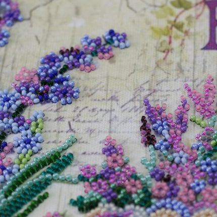 DIY Bead Embroidery Kit "Lavender chantilly" 13.4"x9.4" / 34.0x24.0 cm