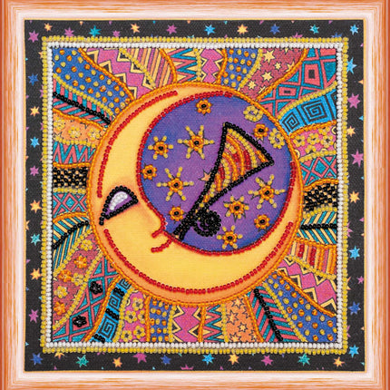 DIY Bead Embroidery Kit "The sun and the moon"  5.9"x5.9" / 15.0x15.0 cm