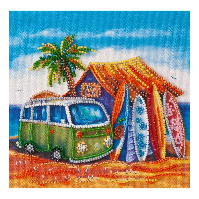 DIY Bead Embroidery Kit "Surfing"  5.9"x5.9" / 15.0x15.0 cm