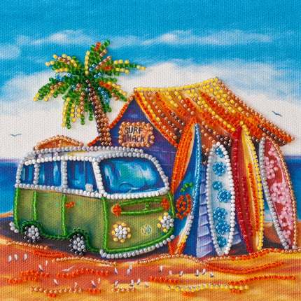 DIY Bead Embroidery Kit "Surfing"  5.9"x5.9" / 15.0x15.0 cm