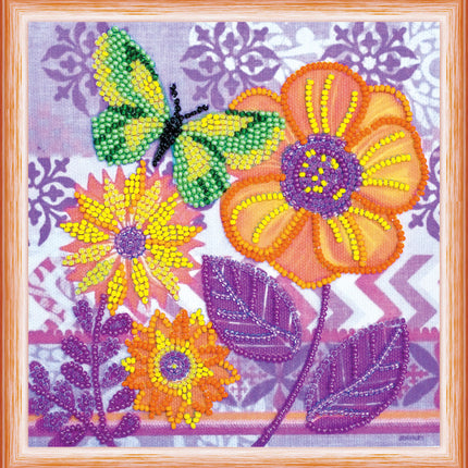DIY Bead Embroidery Kit "Amazing flowers"  5.9"x5.9" / 15.0x15.0 cm