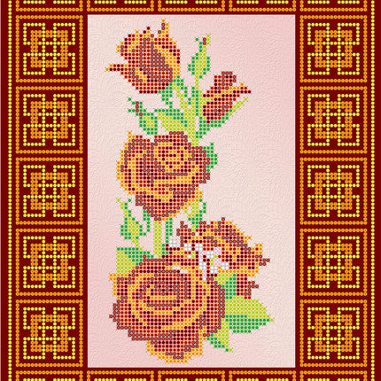 Canvas for bead embroidery "Red Rose" 8.7"x11.8" / 22.0x30.0 cm