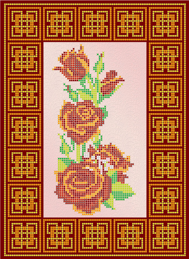 Canvas for bead embroidery "Red Rose" 8.7"x11.8" / 22.0x30.0 cm