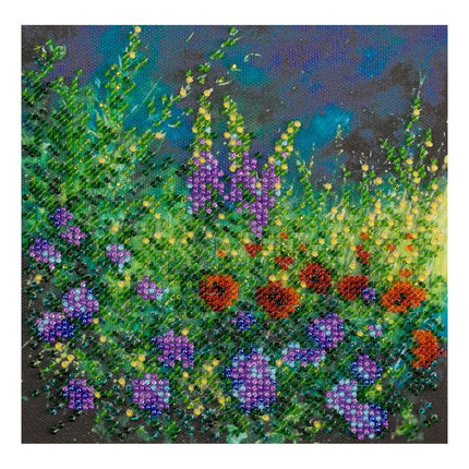 DIY Bead Embroidery Kit "Wild field"  5.9"x5.9" / 15.0x15.0 cm