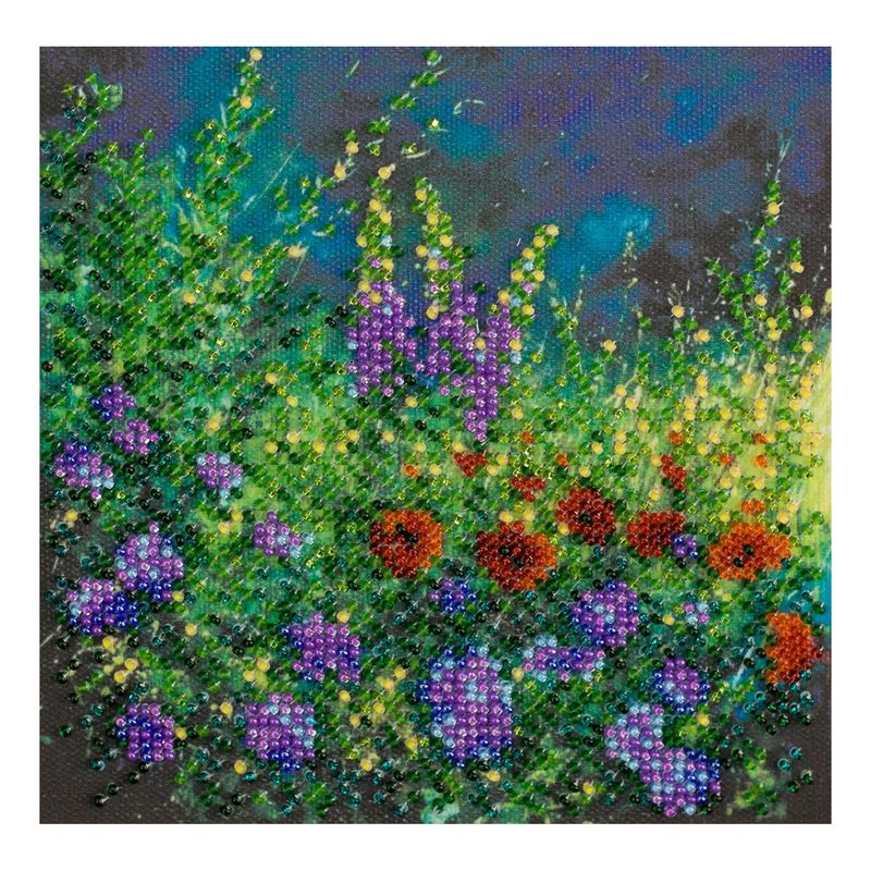 DIY Bead Embroidery Kit "Wild field"  5.9"x5.9" / 15.0x15.0 cm