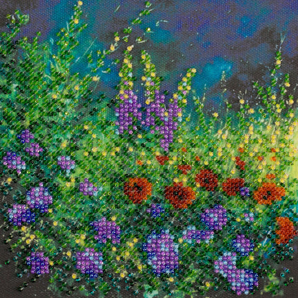 DIY Bead Embroidery Kit "Wild field"  5.9"x5.9" / 15.0x15.0 cm