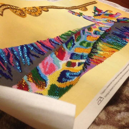 DIY Bead Embroidery Kit "Rainbow giraffe" 9.8"x22.0" / 25.0x56.0 cm
