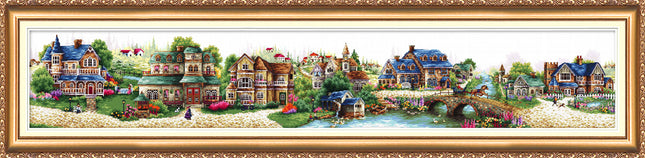 DIY Cross Stitch Kit "Fairytale town" 64.2"x10.6"