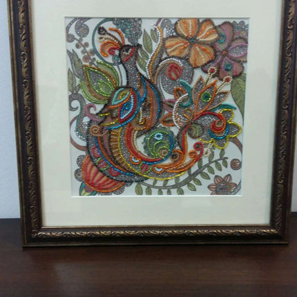 Canvas for bead embroidery "Fairy tale bird" 7.9"x7.9" / 20.0x20.0 cm
