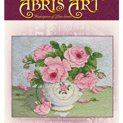 DIY Cross Stitch Kit "Pink flovers" 8.1"x6.5"