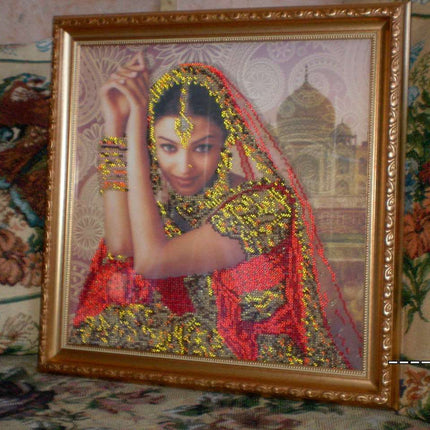 Canvas for bead embroidery "Flowers of India" 11.8"x11.8" / 30.0x30.0 cm