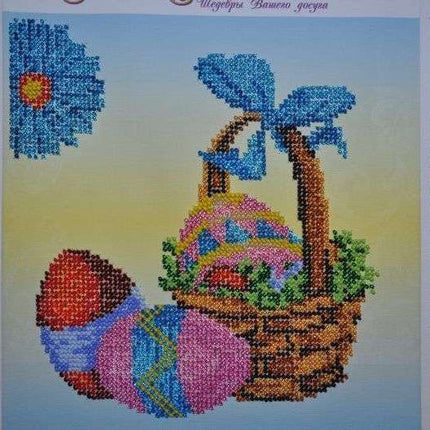 Canvas for bead embroidery "Easter Basket" 7.9"x7.9" / 20.0x20.0 cm