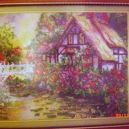 DIY Bead Embroidery Kit "The old bridge" 9.8"x8.1" / 25.0x20.5 cm