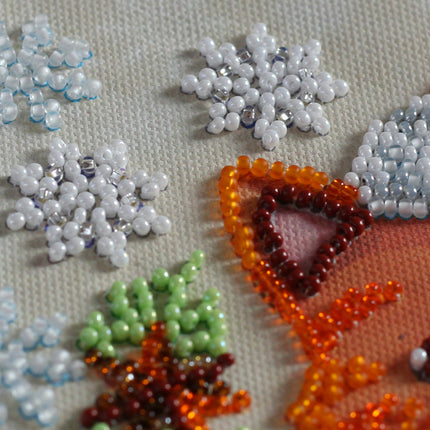 DIY Bead Embroidery Kit "Christmas cookies"  5.9"x5.9" / 15.0x15.0 cm