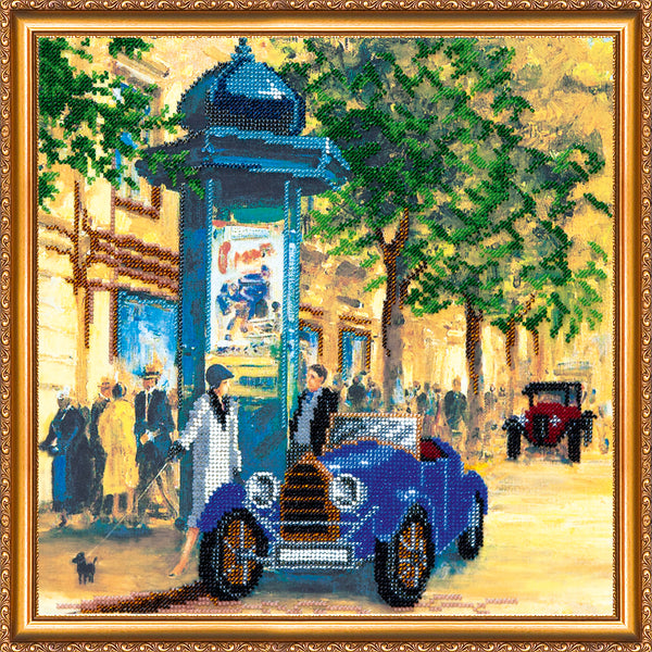 DIY Bead Embroidery Kit "Retro boulevard" 11.8"x11.8" / 30.0x30.0 cm