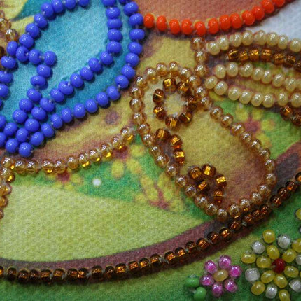 DIY Bead Embroidery Kit "On a rocking horse"  5.9"x5.9" / 15.0x15.0 cm