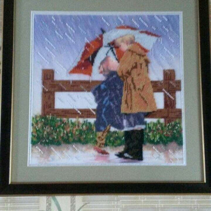 Canvas for bead embroidery "Under the Umbrella" 11.8"x11.8" / 30.0x30.0 cm