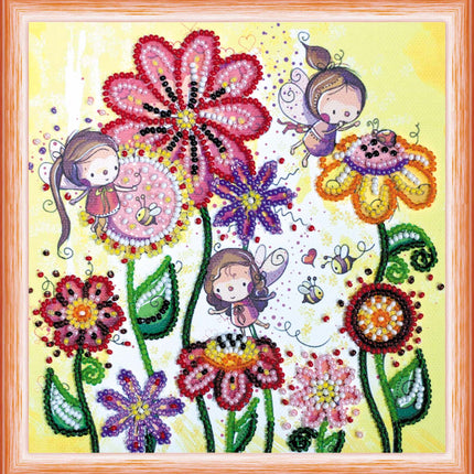 DIY Bead Embroidery Kit "Colored moths"  5.9"x5.9" / 15.0x15.0 cm