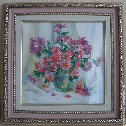 Canvas for bead embroidery "Chrysanthemums" 7.9"x7.9" / 20.0x20.0 cm