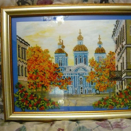 DIY Bead Embroidery Kit "St. Nicolas Cathedral" 12.8"x9.8" / 32.5x25.0 cm