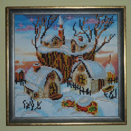 Canvas for bead embroidery "Magic Winter" 7.9"x7.9" / 20.0x20.0 cm