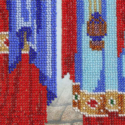 DIY Bead Embroidery Kit "Icons - Holy Martyrs Gurias, Abibus and Samon" 12.6"x14.4" / 32.0x36.5 cm