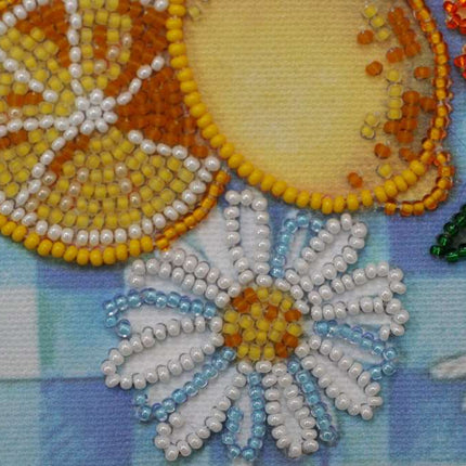 DIY Bead Embroidery Kit "The summer limons"  5.9"x5.9" / 15.0x15.0 cm