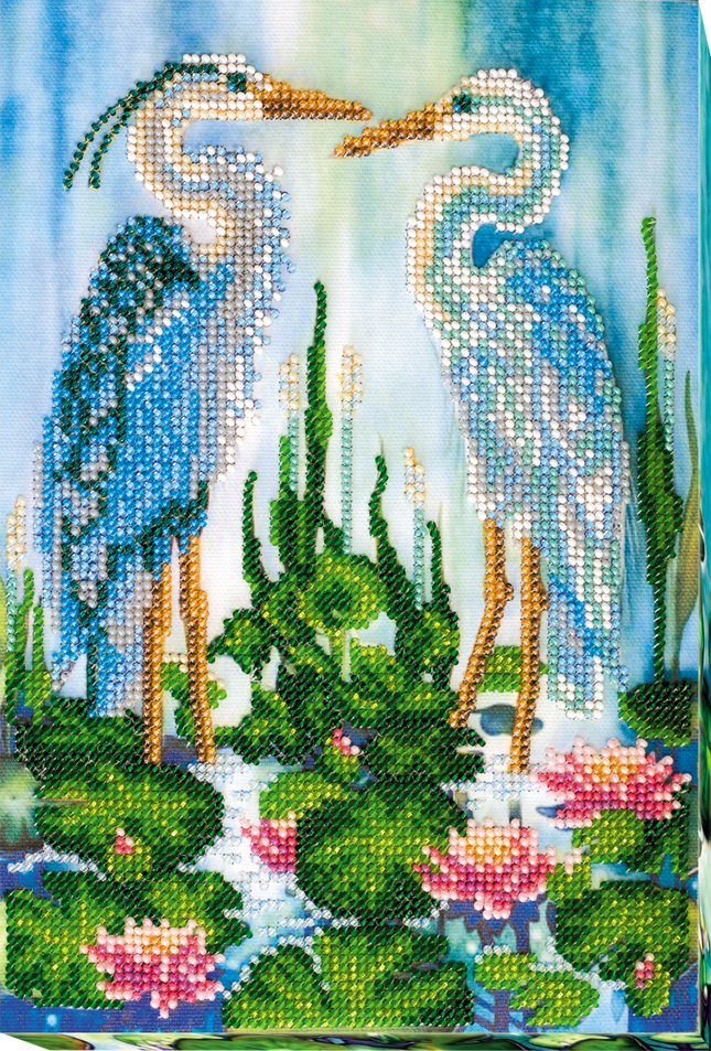 DIY Bead Embroidery Kit "Herons" 6.7"x9.8" / 17.0x25.0 cm