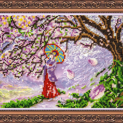 DIY Bead Embroidery Kit "Sakura" 11.8"x8.3" / 30.0x21.0 cm