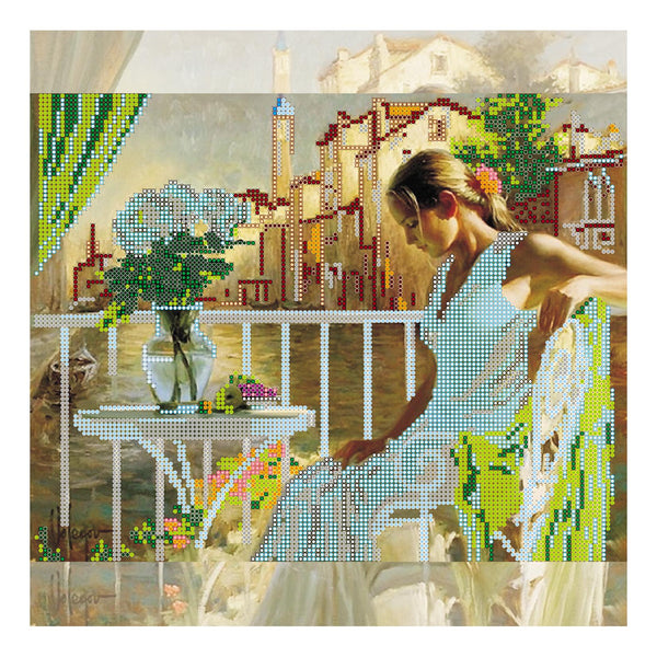 Canvas for bead embroidery "Morning in Venice" 11.8"x11.8" / 30.0x30.0 cm