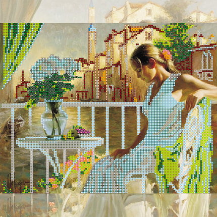 Canvas for bead embroidery "Morning in Venice" 11.8"x11.8" / 30.0x30.0 cm