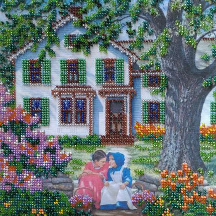 Canvas for bead embroidery "Friends" 7.9"x7.9" / 20.0x20.0 cm