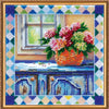 DIY Bead Embroidery Kit "s Hydrangea at window" 8.7"x8.7" / 22.0x22.0 cm