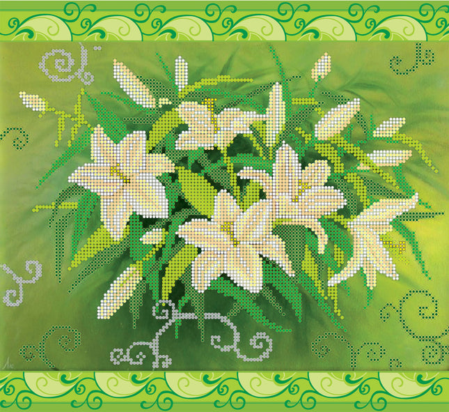 Canvas for bead embroidery "Lily" 11.8"x10.6" / 30.0x27.0 cm