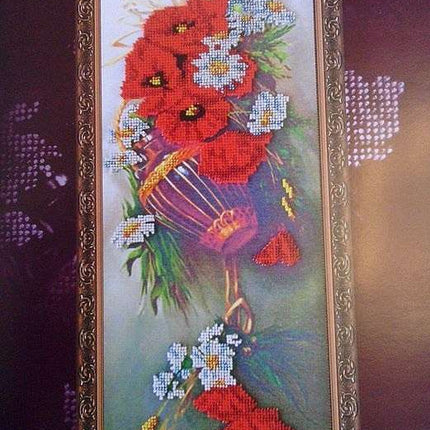 DIY Bead Embroidery Kit "Wild flowers" 6.7"x17.7" / 17.0x45.0 cm