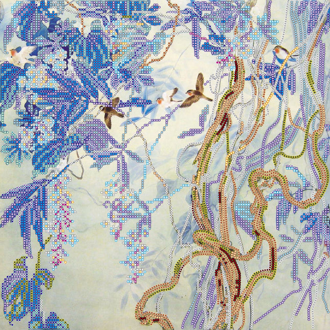 Canvas for bead embroidery "Morning in the vines" 11.8"x11.8" / 30.0x30.0 cm
